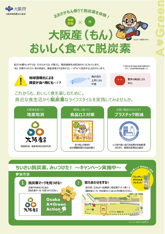 イベントでの大阪産(もん)の消費による脱炭素社会の啓発掲示
