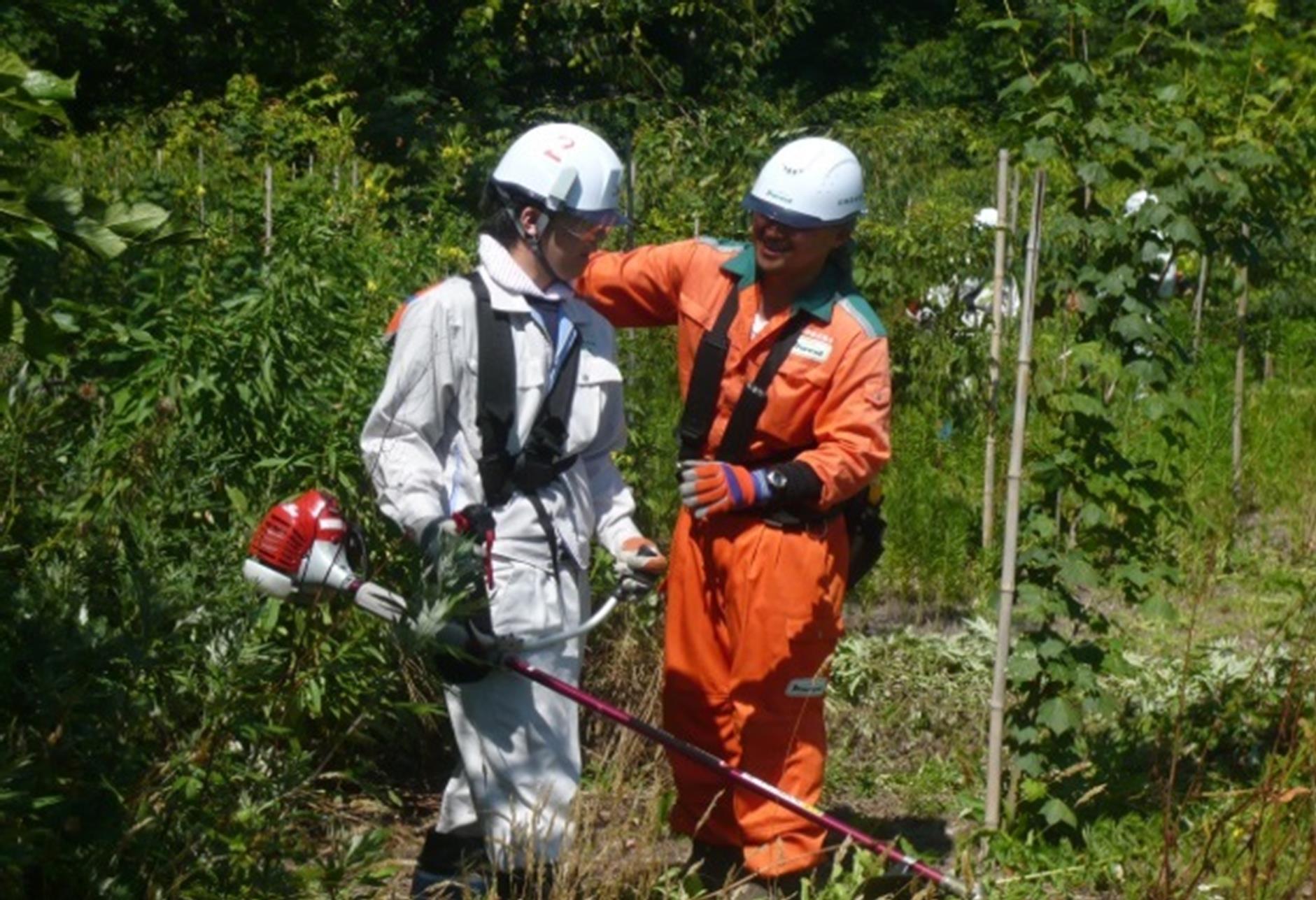 秋田林業サポートチームの指導を受けての実習