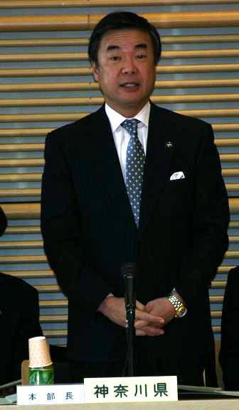画像：松沢緊急雇用対策本部長（神奈川県知事）