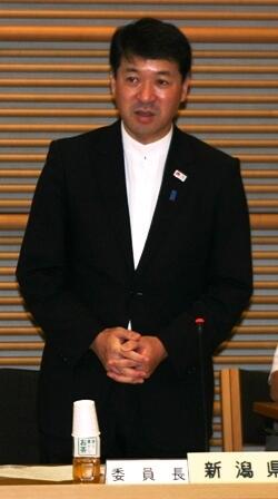 画像：泉田災害対策特別委員会委員長（新潟県知事）